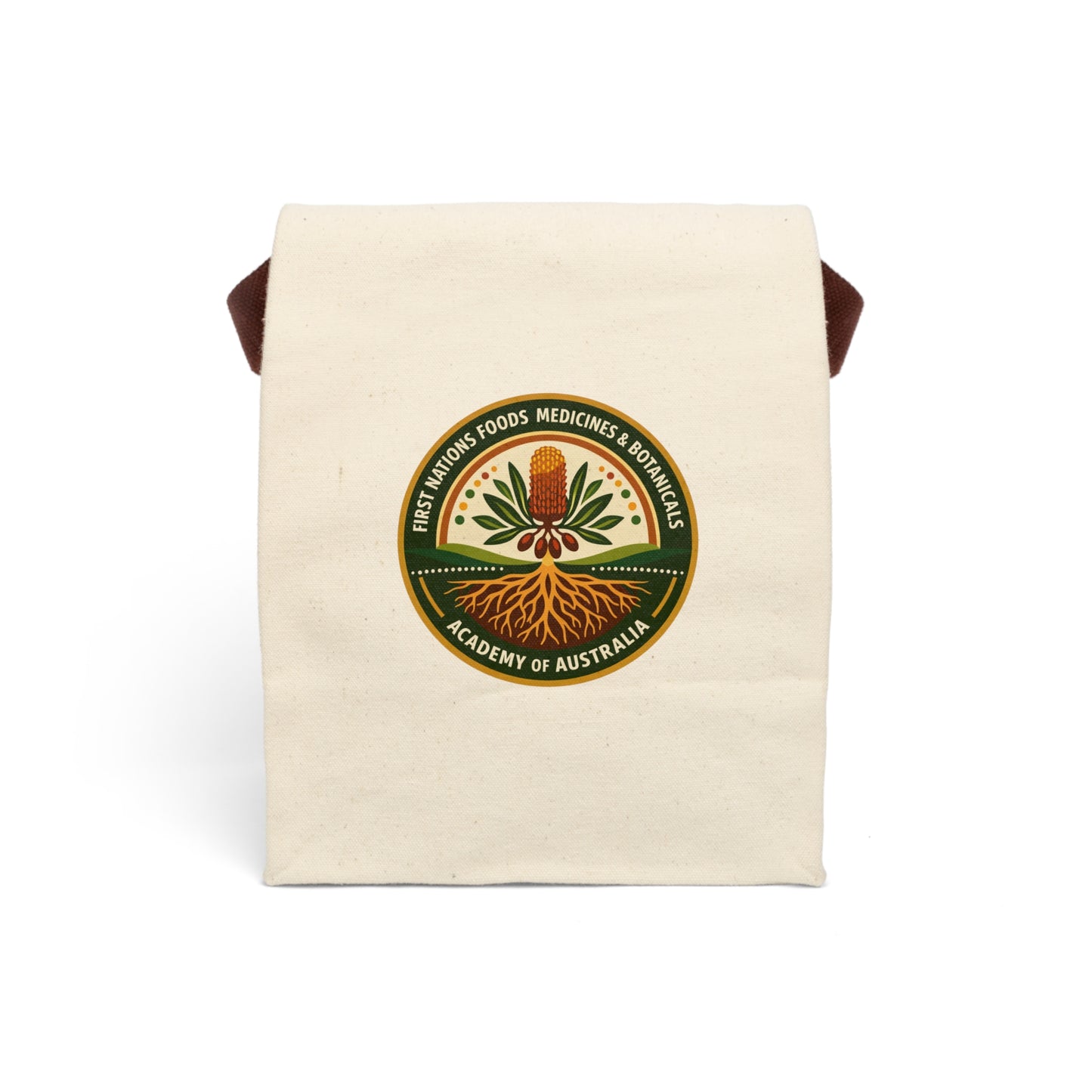 First Nations Foods, Medicines, and Botanicals Academy Logo on Canvas Lunch Bag with Strap
