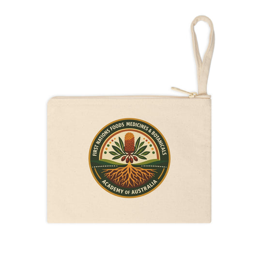 First Nations Foods, Medicines & Botanicals Academy logo on Canvas Accessory Pouch