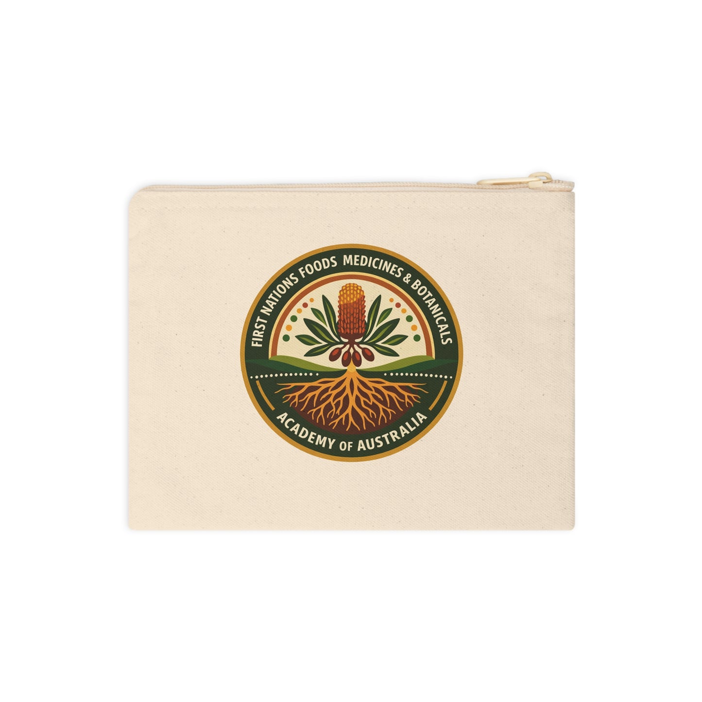 First Nations Foods, Medicines & Botanicals Academy logo on Canvas Accessory Pouch