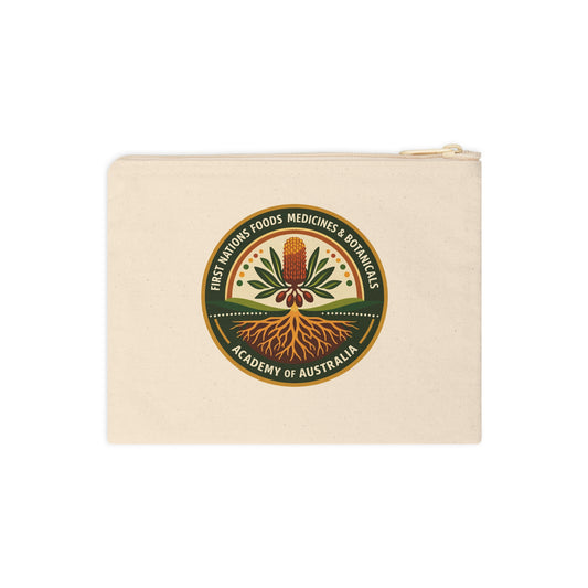 First Nations Foods, Medicines & Botanicals Academy logo on Canvas Accessory Pouch