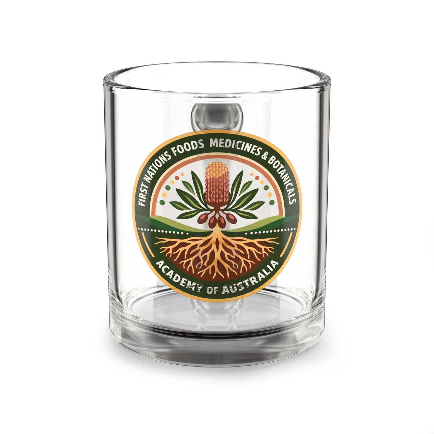 Glass Mug — First Nations Foods, Medicines & Botanicals Academy of Australia Logo 10oz