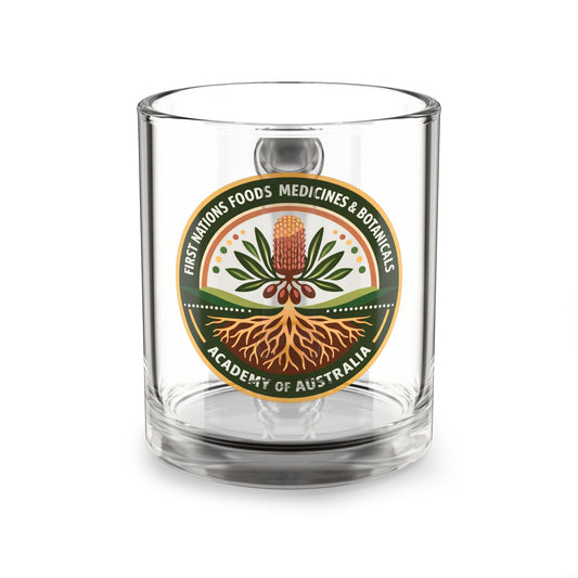 Glass Mug — First Nations Foods, Medicines & Botanicals Academy of Australia Logo 10oz
